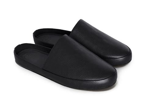 Black Leather Slippers 